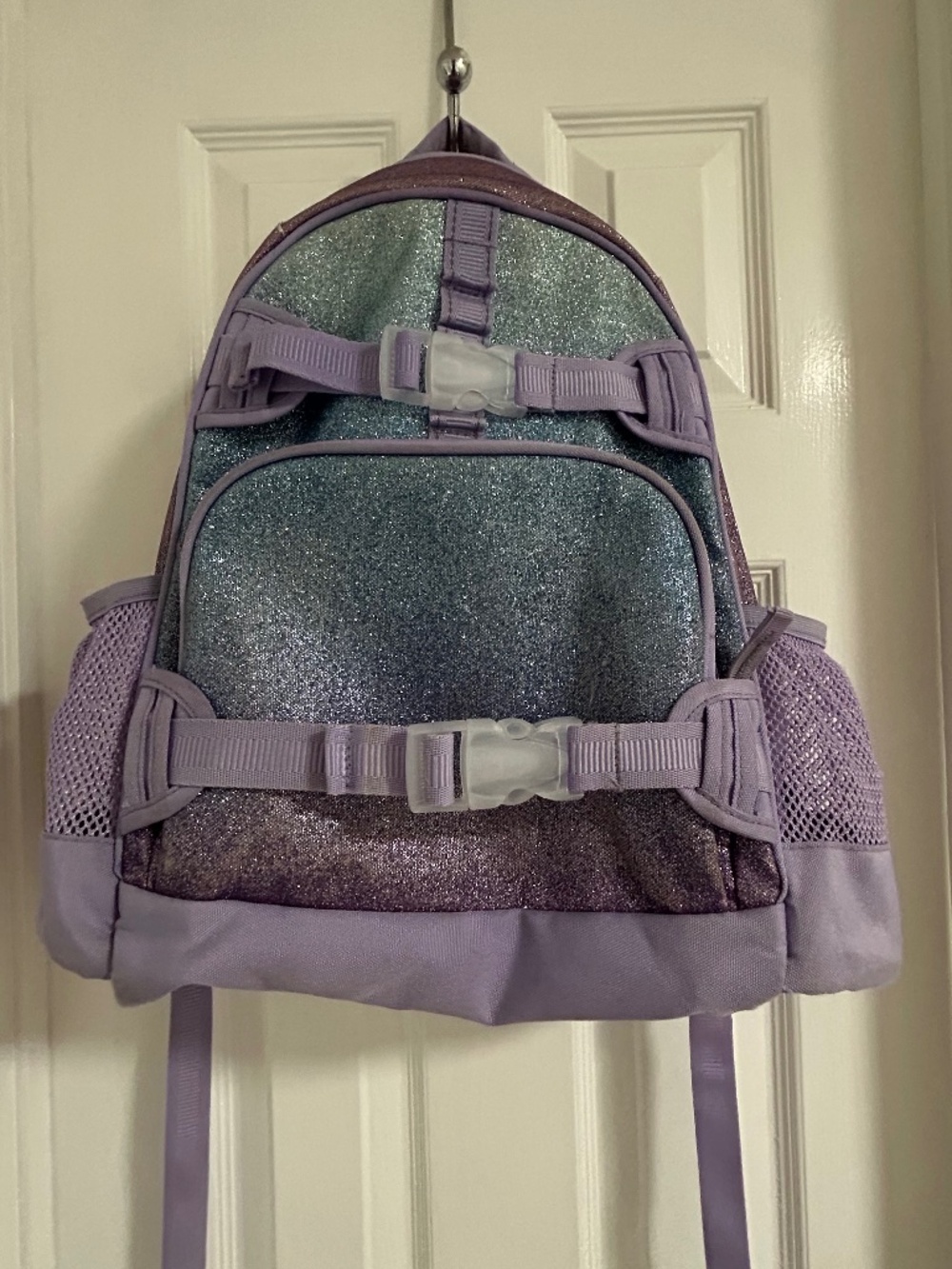 Pottery Barn Kids Mackenzie Lavender/Aqua Ombre Sparkle Glitter Backpack